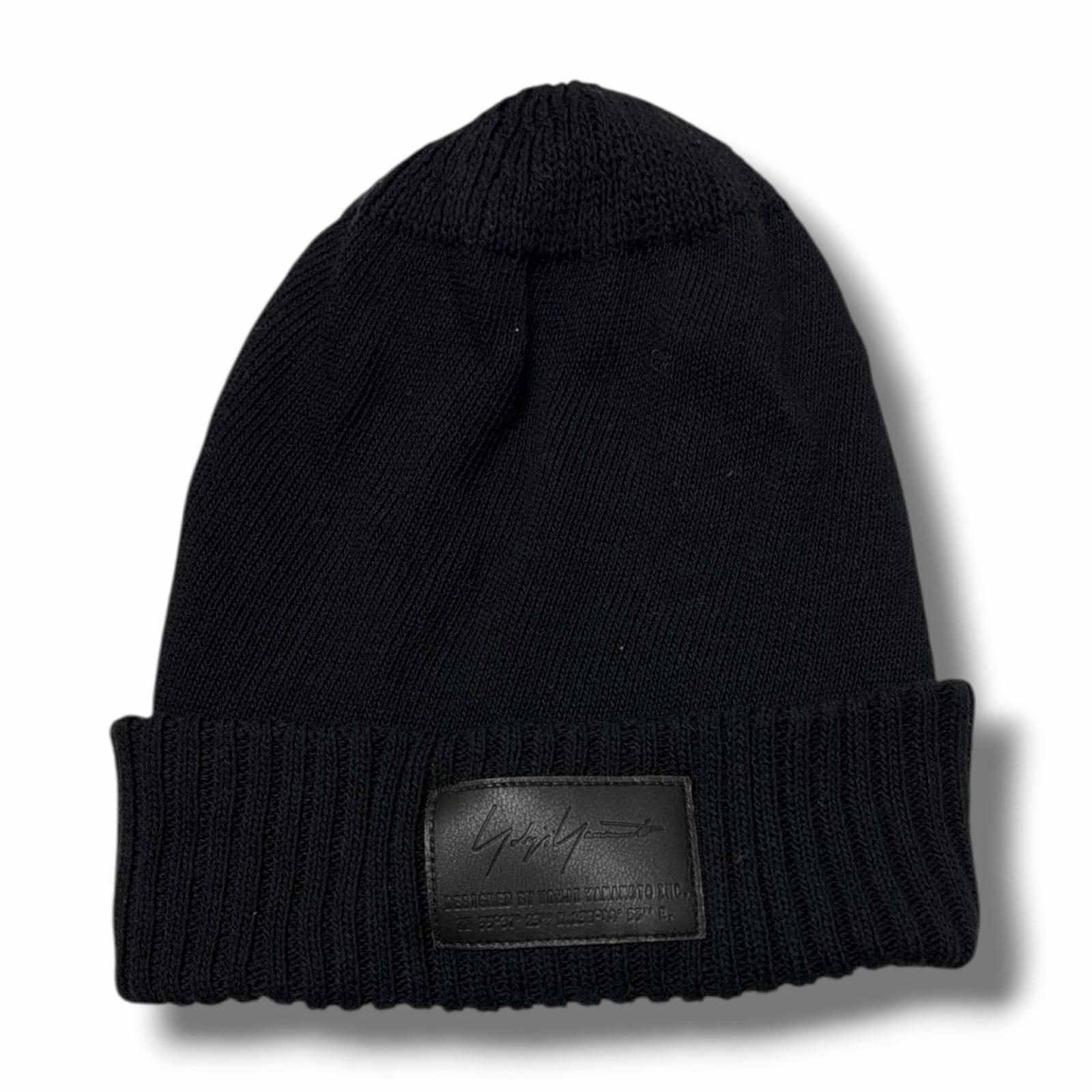 Yohji Yamamoto POUR HOMME 18SS レザーパッチニットキャップ ニット帽