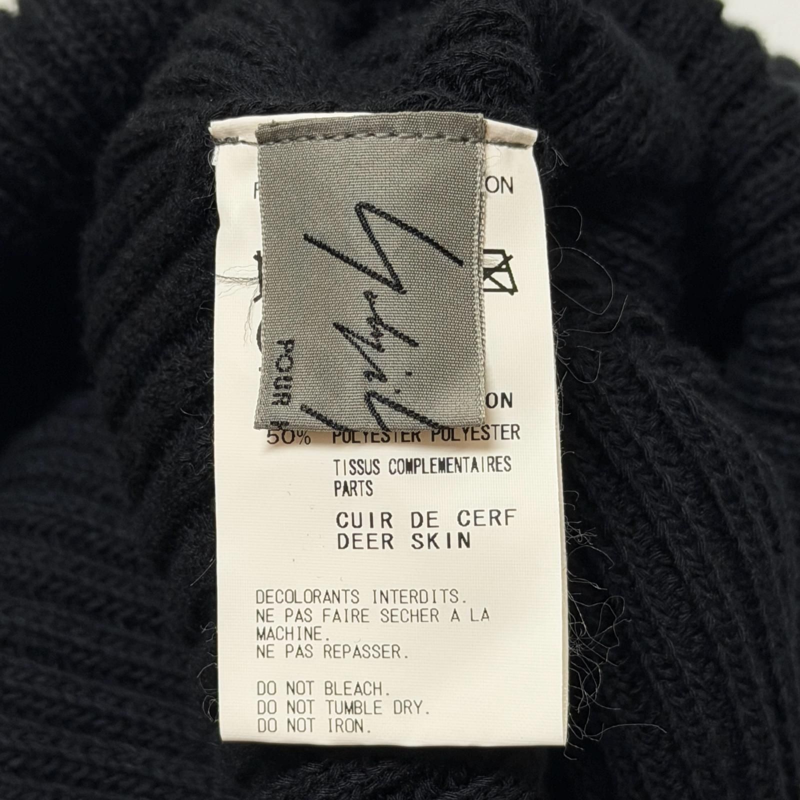 Yohji Yamamoto POUR HOMME 18SS レザーパッチニットキャップ ニット帽