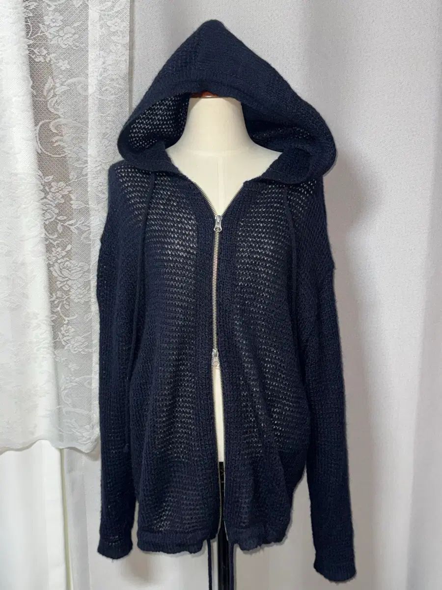Hatchingroom キッドモヘア フード ジップアップ ニット
