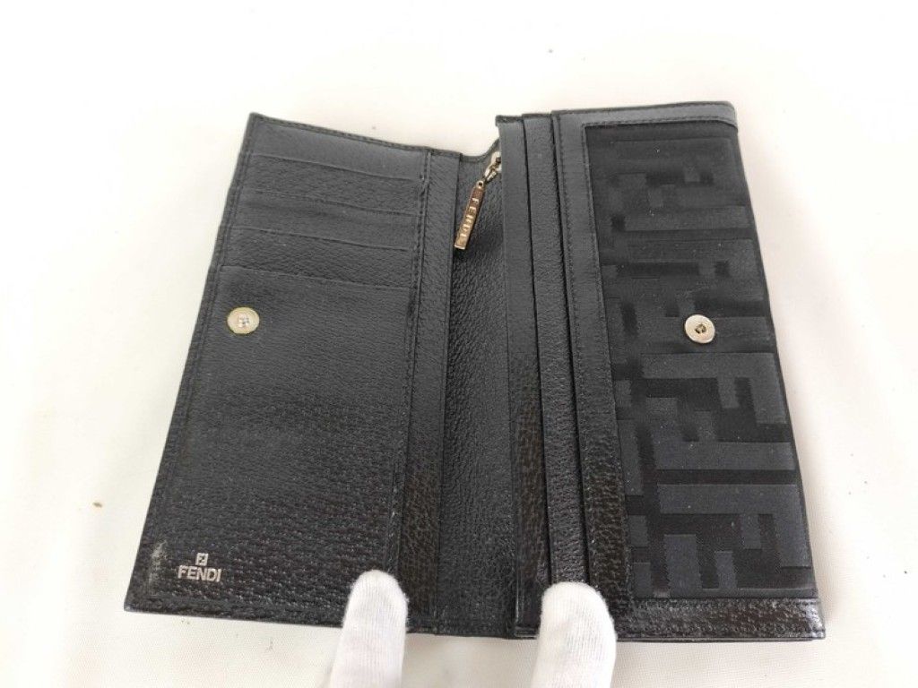 FENDI フェンディ 長財布 ズッカ 8M0179 ブラック系 キャンバス レザー