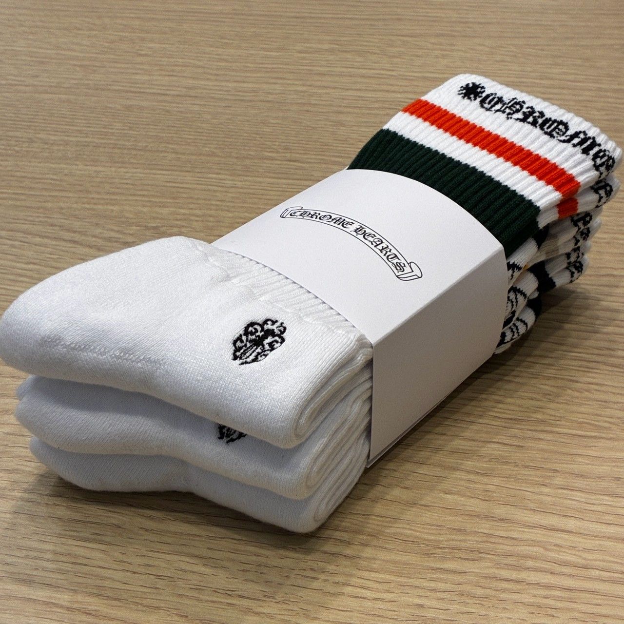 新品未使用】CHROME HEARTS クルーソックス 靴下 3足セット ホワイト系