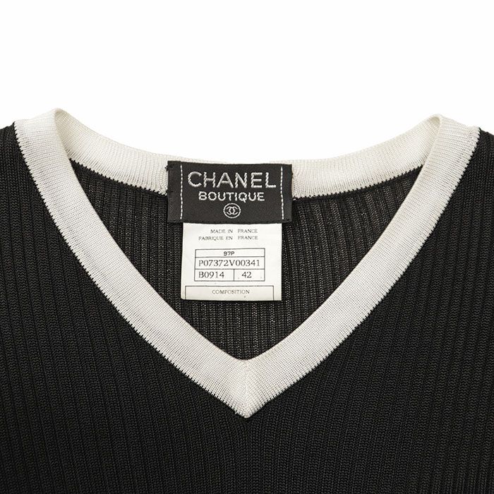 CHANEL BOUTIQUE ニットワンピース 97P CHANEL シャネル リブニットワンピース サイズ 42 レディース 97P