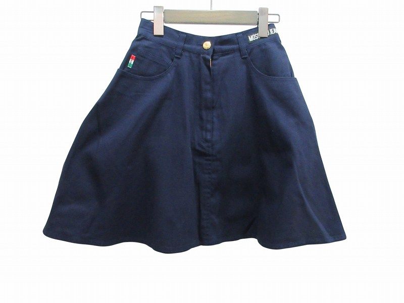 モスキーノジーンズ MOSCHINO JEANS ミニスカート フレア ネイビー 綿