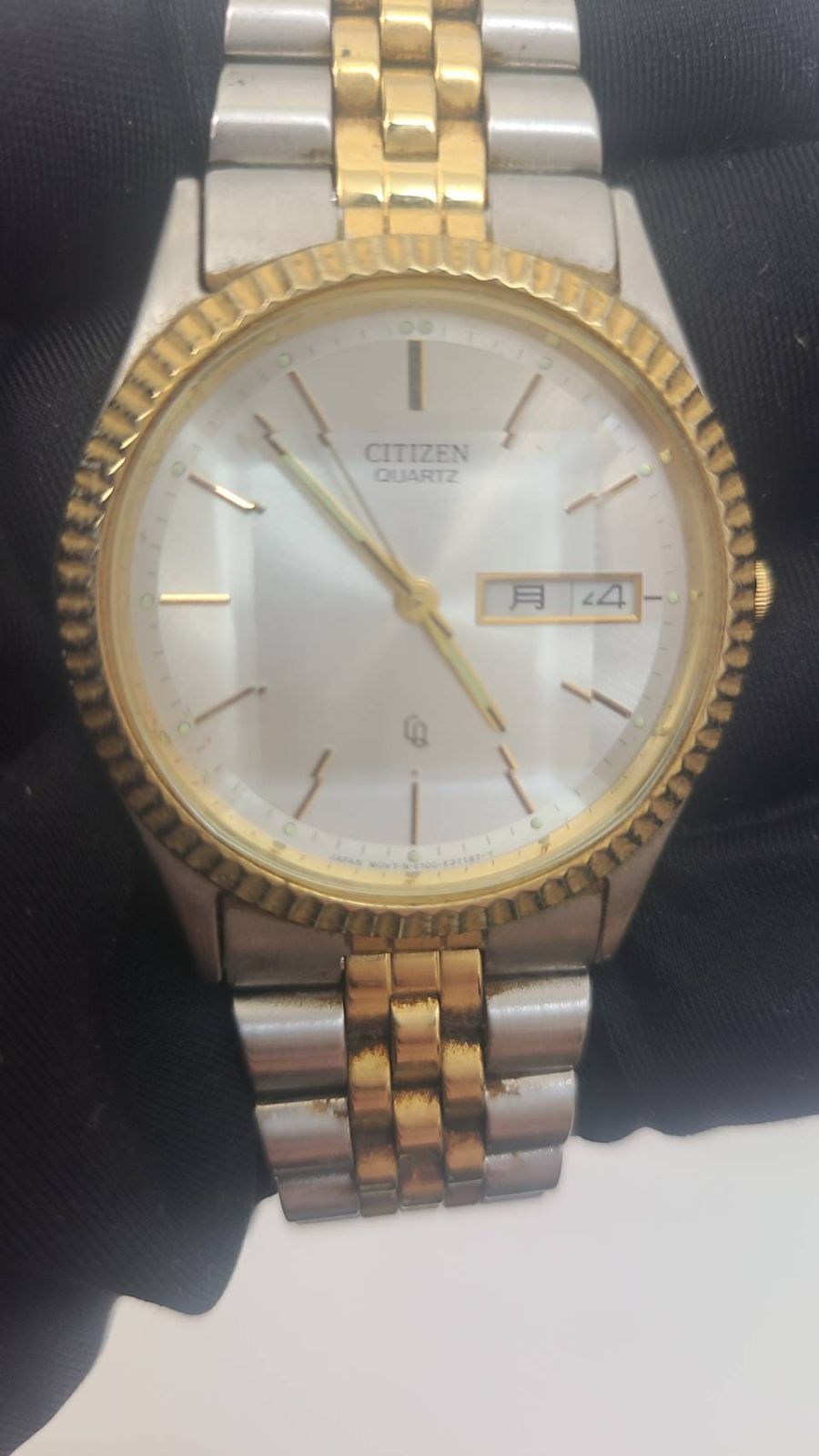 CITIZEN　新品電池　極美品　腕時計　メンズ　6100-K09311　コンビ K【ジャンク品】シチズン クォーツ腕時計 CITIZEN 6100-K09311 コンビ