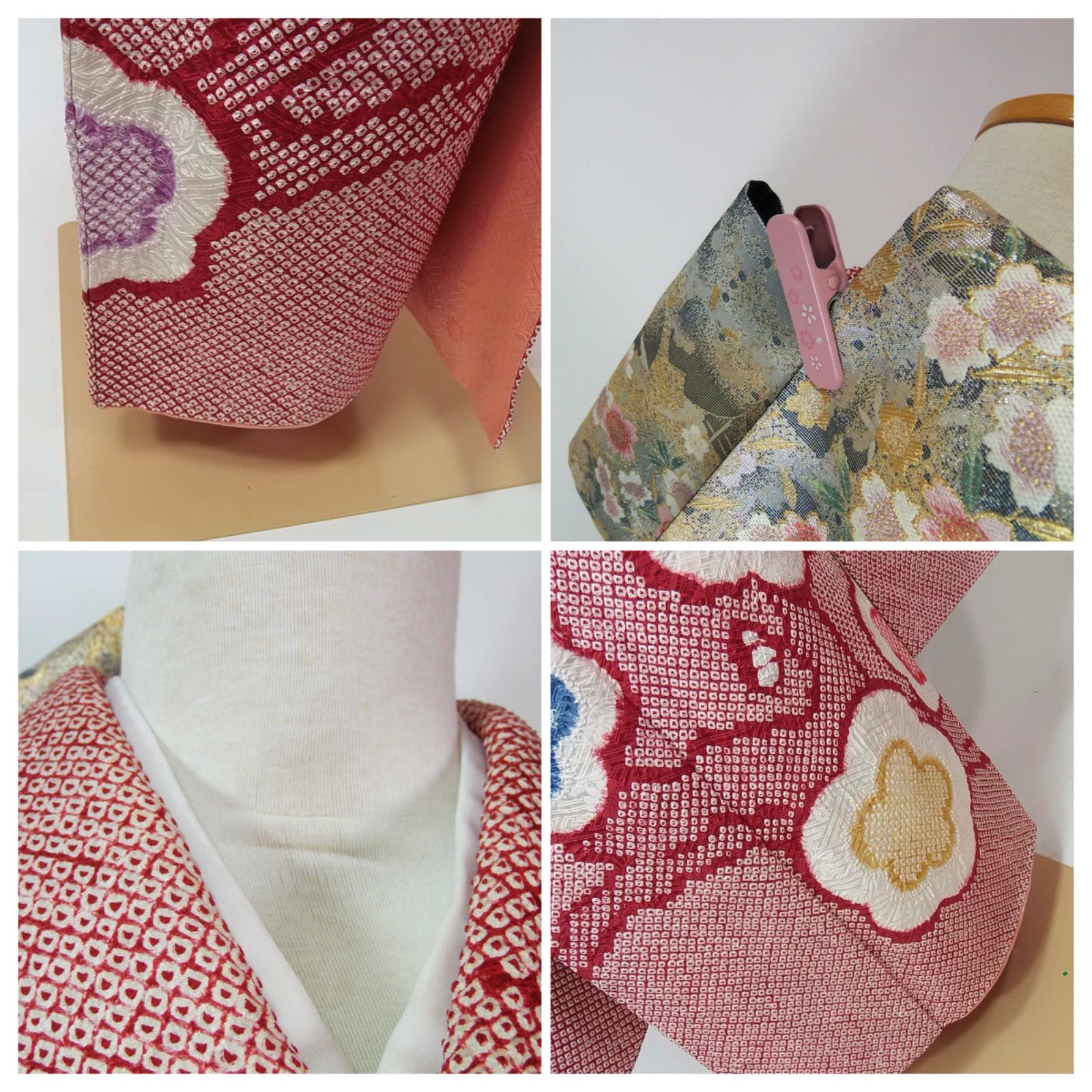 逸品 豪華振袖『紅梅の雅』総絞り 鹿子絞り 梅花文様 絹のダイヤモンド