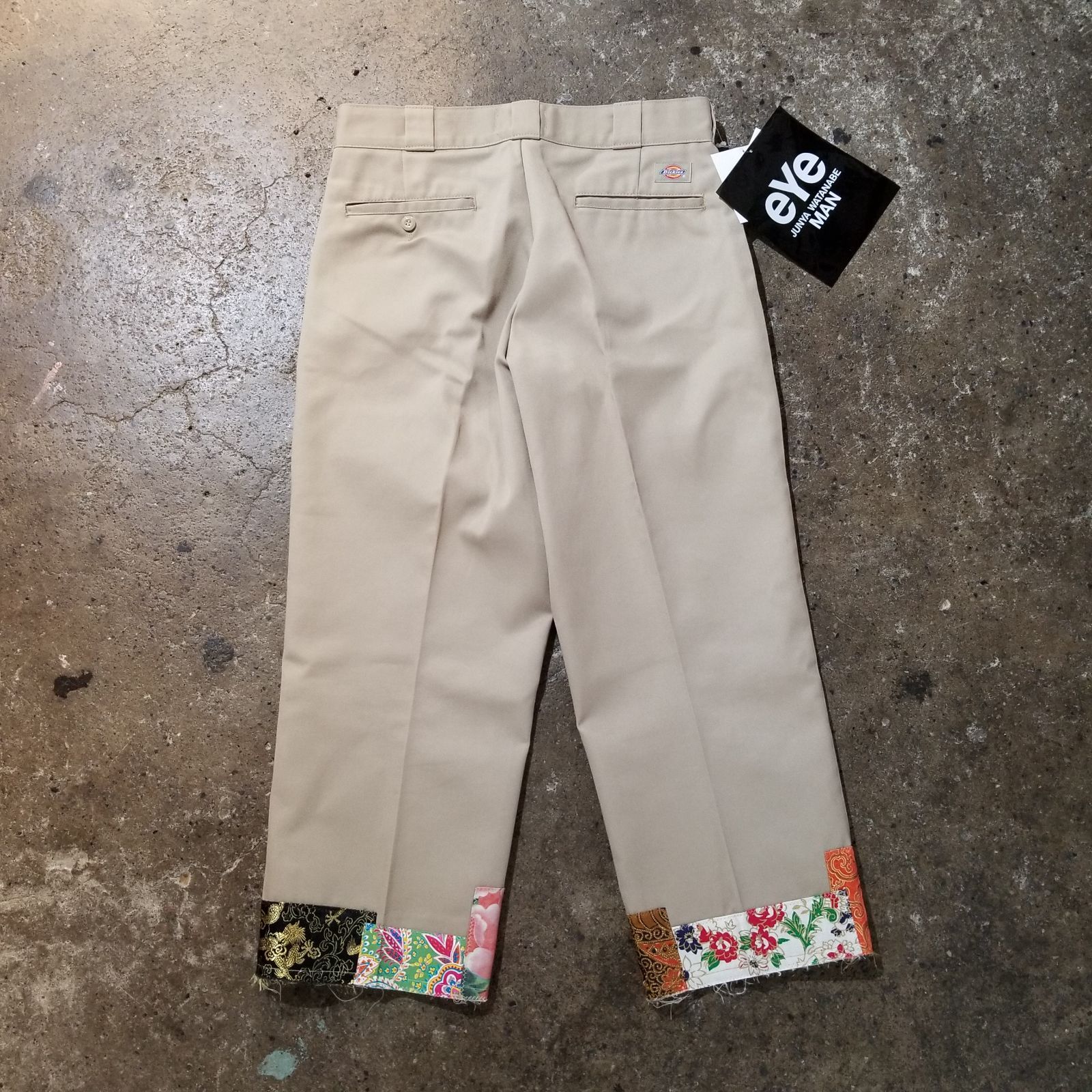 美品 ジュンヤワタナベマン 22SS 麻 花柄 ペイズリー パンツ M eYe JUNYA WATANABE MAN 22ss × Dickies 裾パッチ 874 ワークパンツ S