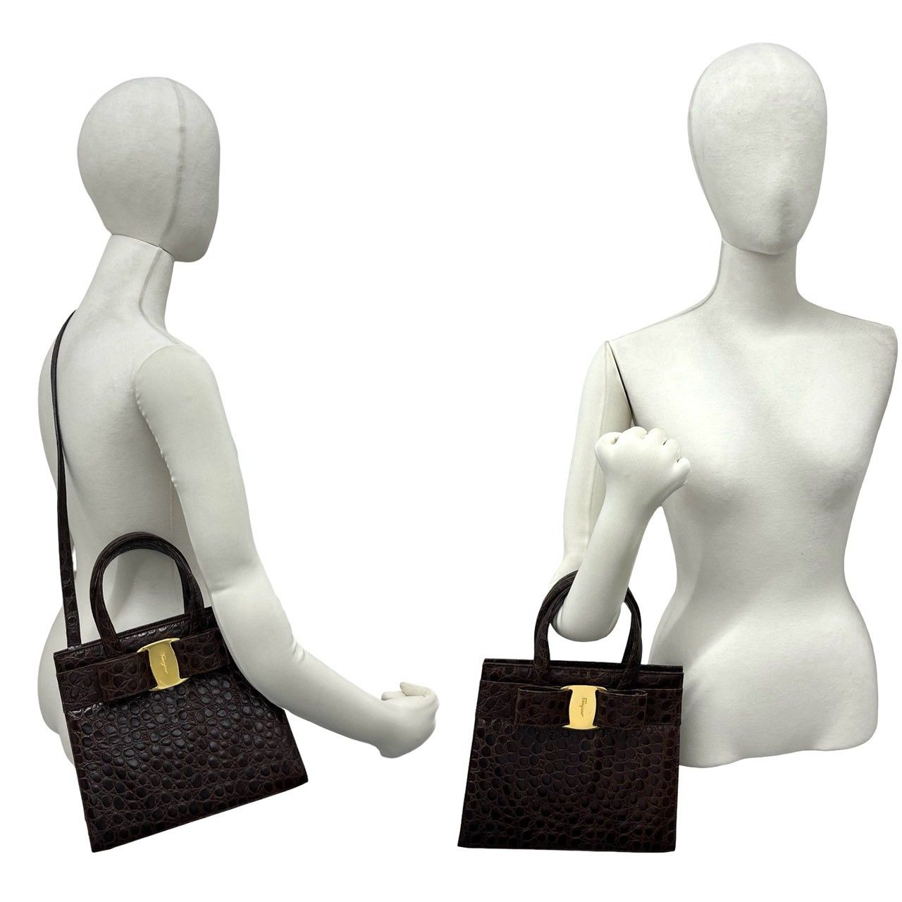極 美品 Salvatore Ferragamo サルヴァトーレフェラガモ ヴァラ クロコ