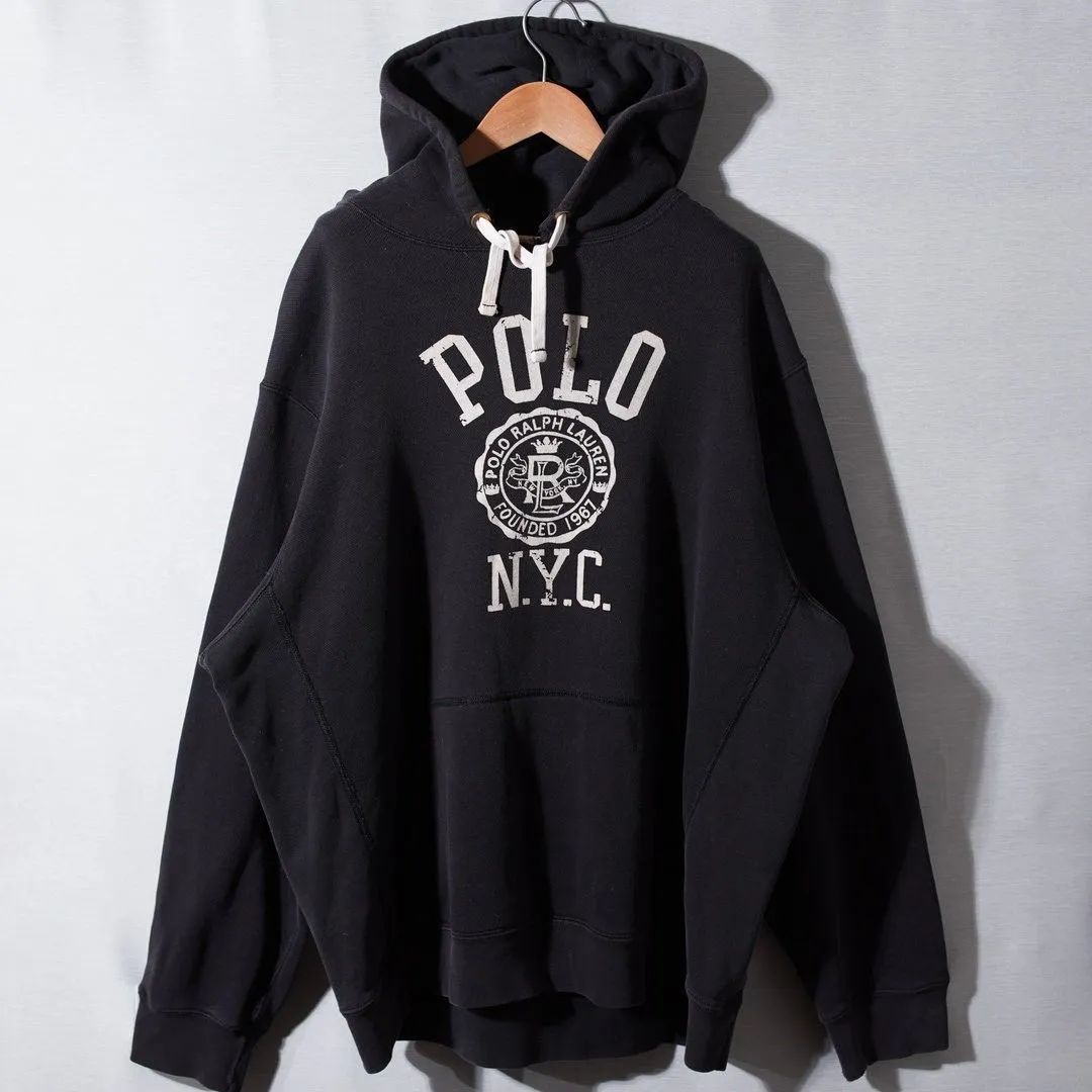 90s ポロラルフローレン Polo by Ralph Lauren パーカー XL ブラック