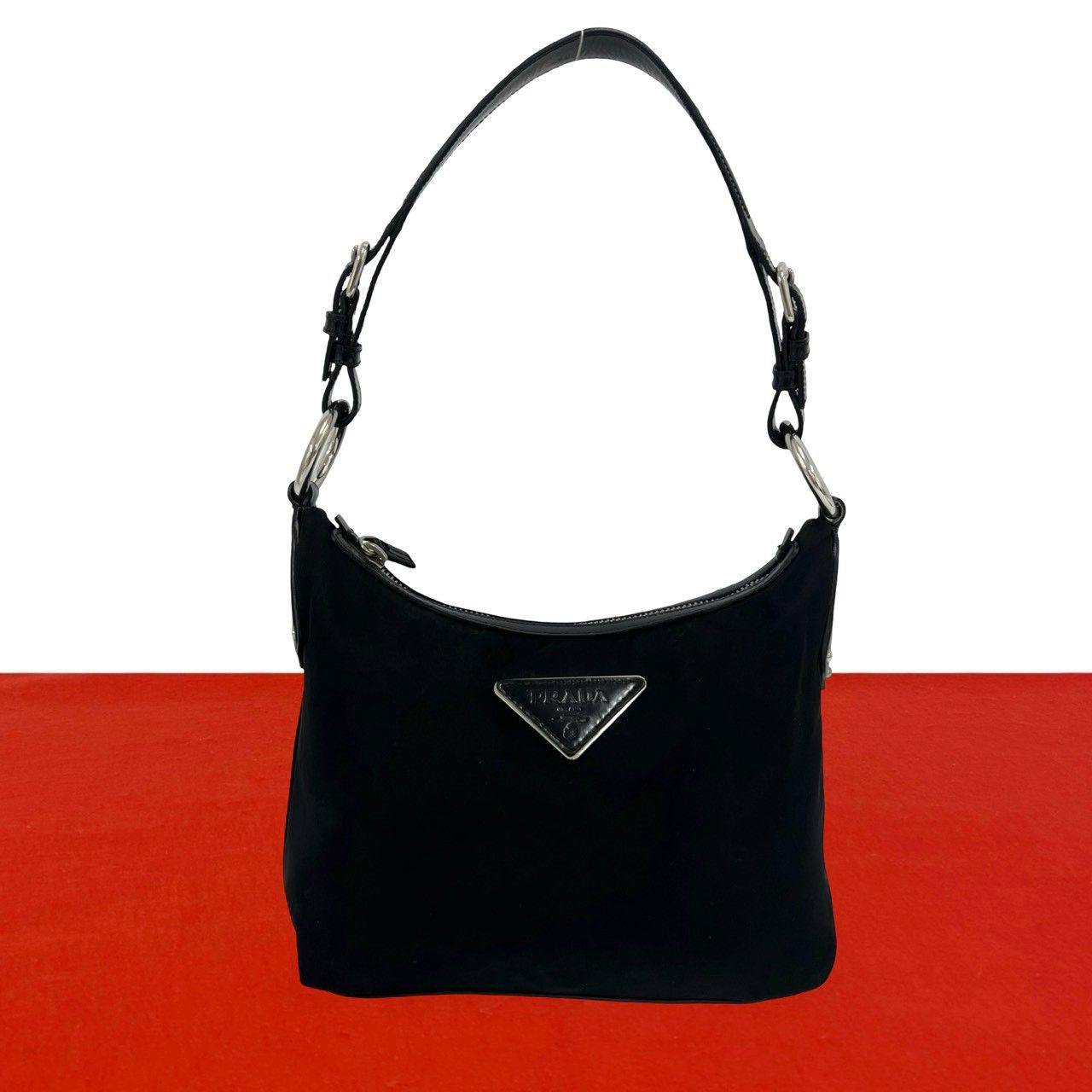 極 美品 PRADA プラダ 三角ロゴ 金具 テスート ポコノ ナイロン レザー