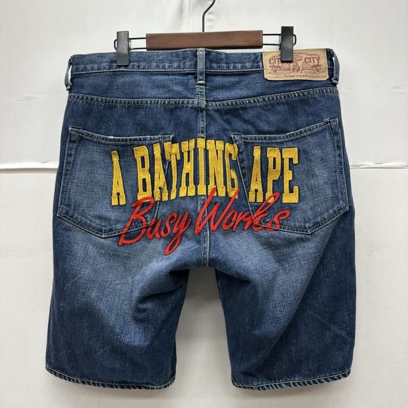 アベイシングエイプ 刺繍 ハーフ パンツ デニム ショーツ メンズ L