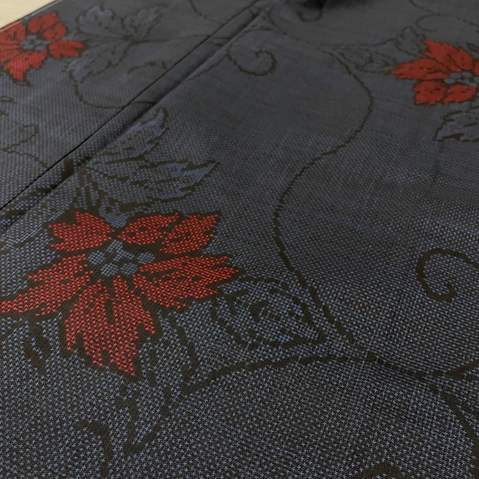 本場大島紬 トールサイズ 花唐草 着物 正絹 X-10408