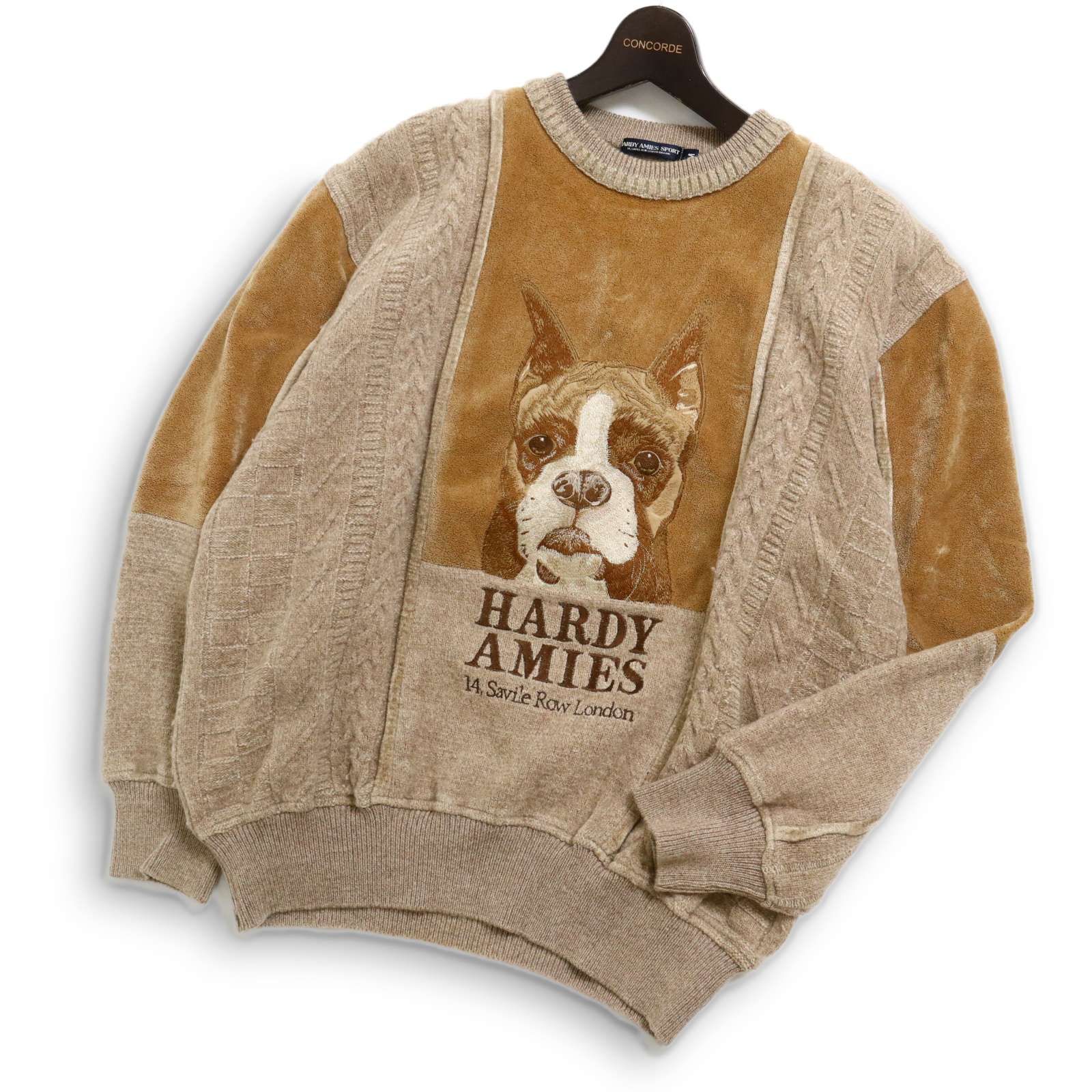 HARDY AMIES SPORT ハーディエイミス ウール混☆ 切替 ケーブル編み