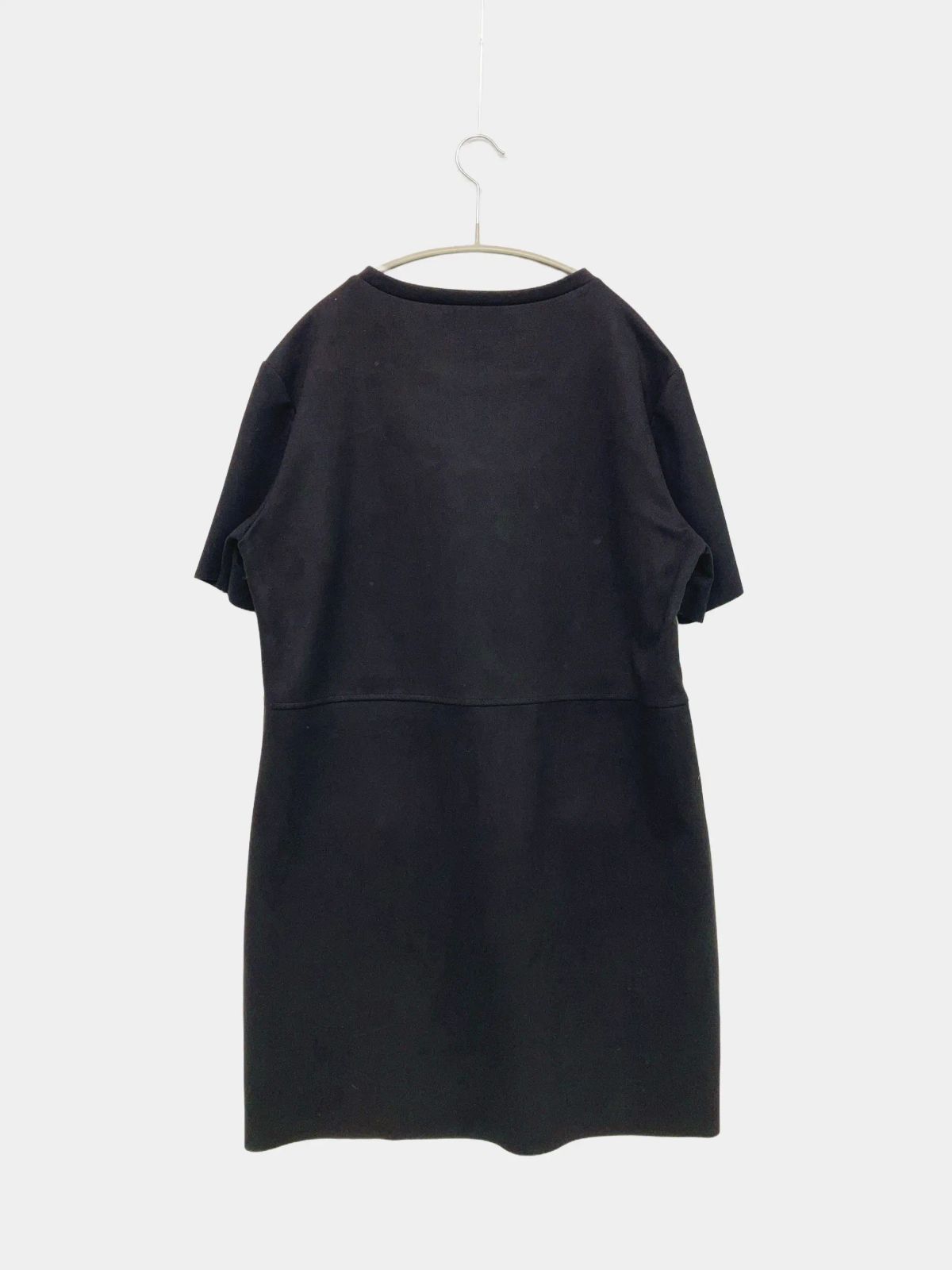 ZARA ザラ ワンピース USA L ブラック 無地 半袖 ショート・ミニ丈 