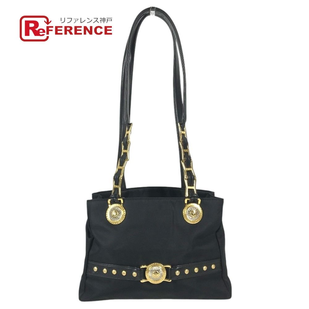 VERSACE ヴェルサーチ ショルダーバッグ ロゴ サンバースト チェーンバッグ ヴィンテージ ナイロン/レザー ブラック 15,015円