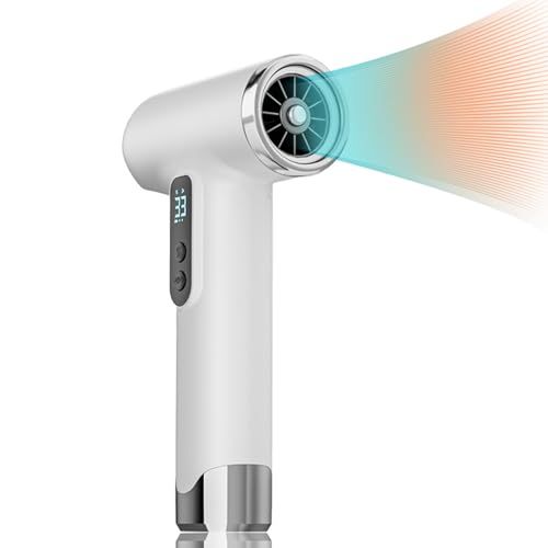 コードレスヘアドライヤー、100000RPM高速ヘアドライヤー、15000mAh充電式ヘアドライヤー、200W電池式イオンヘアドライヤー、ディフューザー付き、屋外旅行キャンプ用 (WHITE) f01cad7d