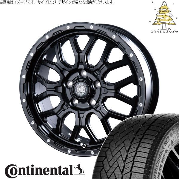 ハイエース専用 215/65R16 スタッドレスタイヤ ホイール 4本セット | コンチネンタル ノースコンタクト NC7 × インターミラノ マットバーン XR-800M マットブラックピアスポリッシュ 16インチ 6.5J +38 6穴139.7