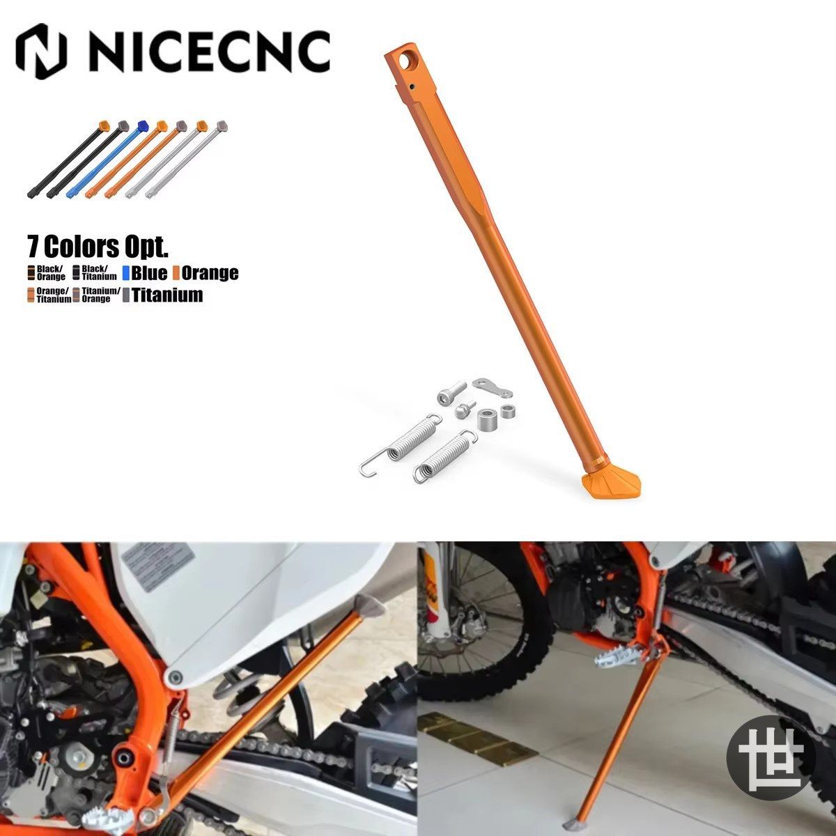 1998-2007 KTM EXC 300 EXC 150 EXC 525 450 400 300 250 200 150 125 オートバイサイドスタンド キックスタンド スプリングボルトキット