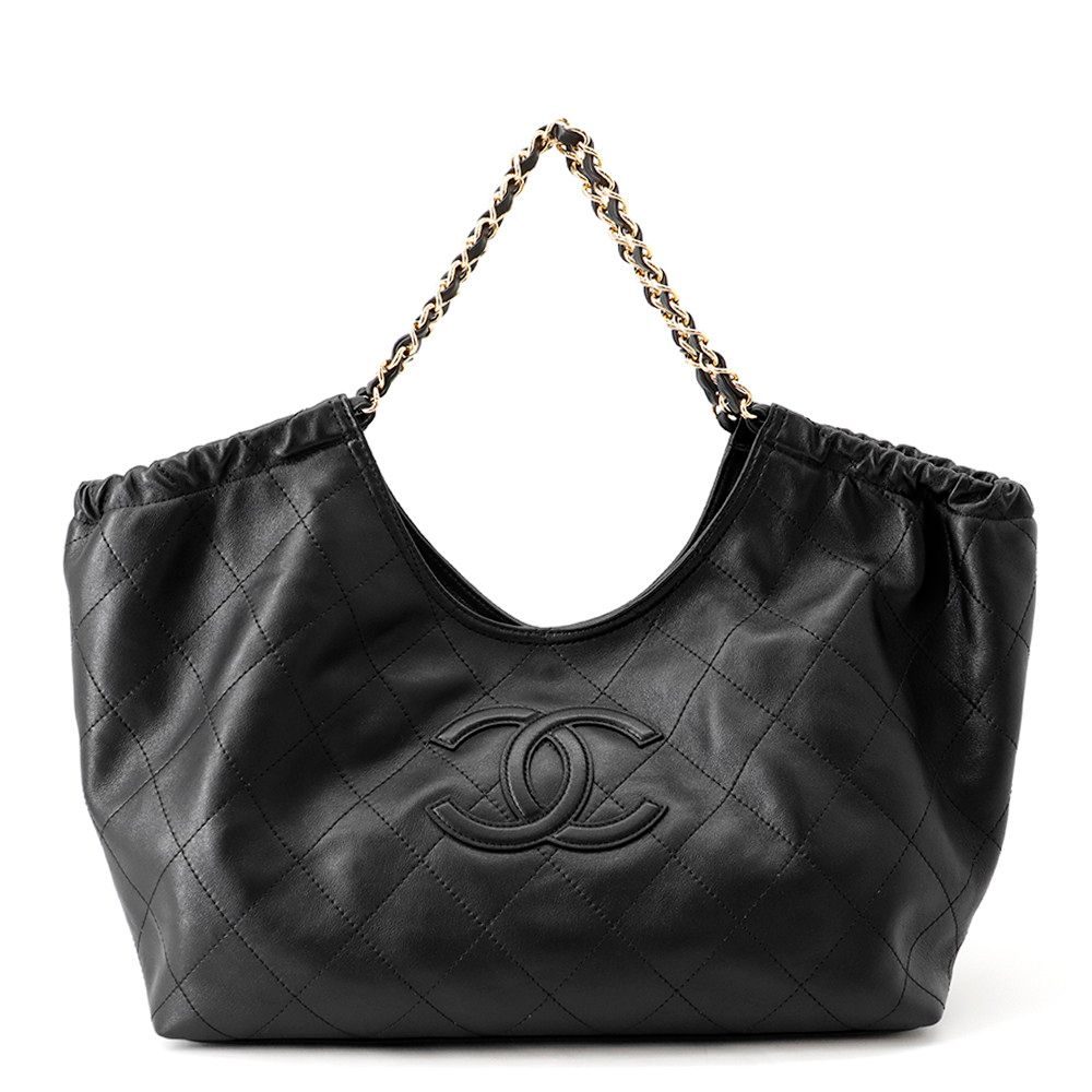 シャネル トートバッグ マトラッセ ココマーク ショッピングバッグ カーフスキン AS6475 CHANEL 黒