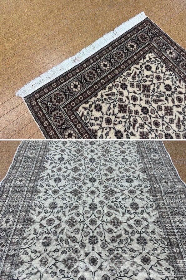 トルコ カイセリ産 絨毯 手織りウールラグ ペルシャ絨毯風 花柄