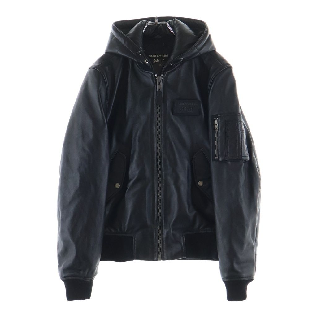 SAINT LAURENT PARIS (サンローランパリ) ×ショット ラムスキン ジップアップボンバージャケット レザージャケット ブラック 680379