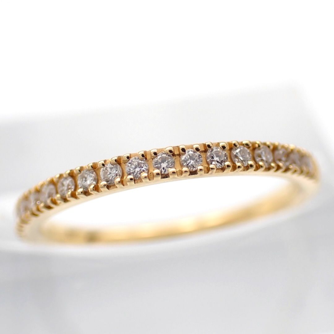 ベルシオラ 7号 0.12ct ダイヤ リング K18 750 ハーフエタニティ ハーフサークル YG イエローゴールド 5453