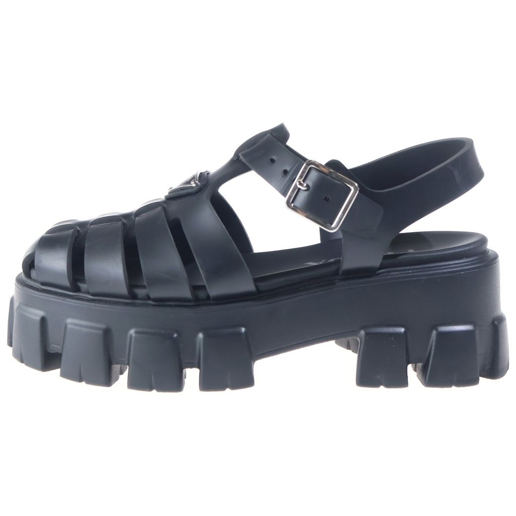 PRADA (プラダ) モノリス トライアングルロゴ ラバーサンダル ブラック