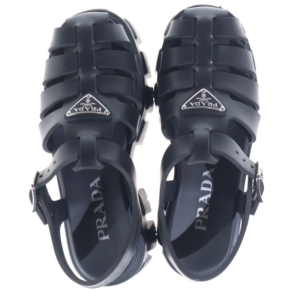 PRADA (プラダ) モノリス トライアングルロゴ ラバーサンダル ブラック