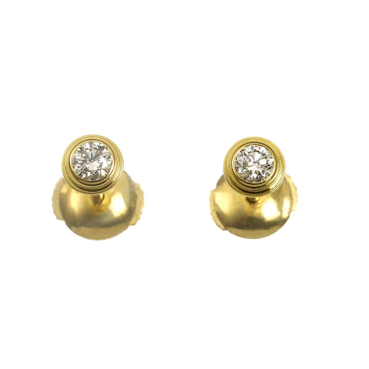 カルティエ Cartier ダムール ダイヤ ピアス スモール SM K18 YG 750 ディアマン レジェ Earrings Pierced 90340252