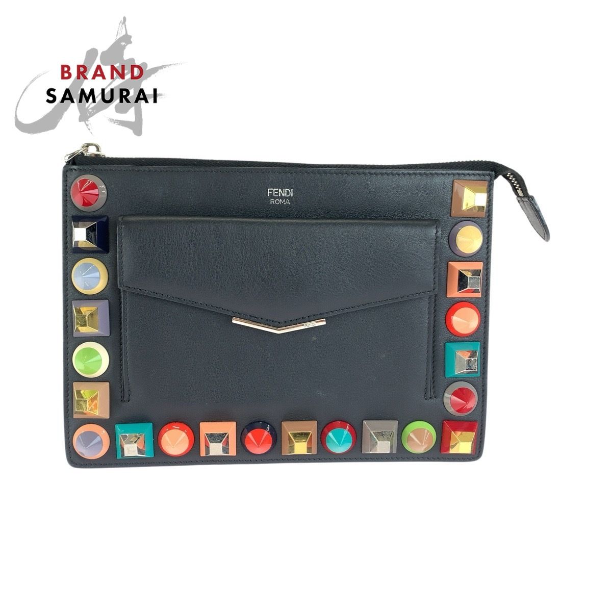 美品 FENDI フェンディ トゥージュール ブラック 黒 シルバー金具 レザー 8M0369-9DF クラッチバッグ セカンドバッグ レディース 1-0279571【中古】 26,499円