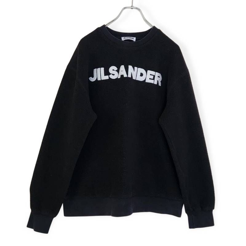 JIL SANDER ジルサンダー ロゴ刺繍 起毛 スウェット トレーナー ブラック L-12