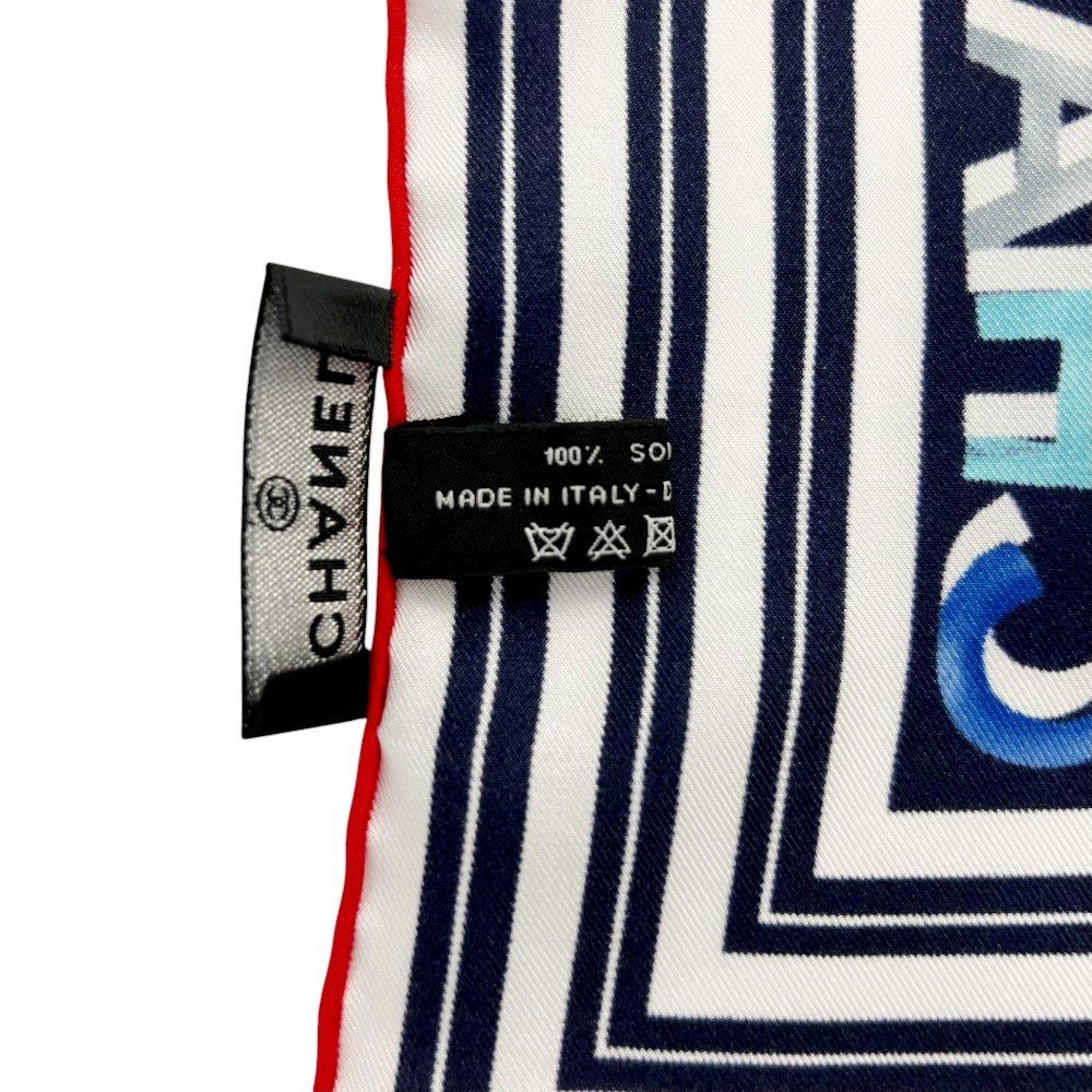 シャネル □新同□ ココマーク スカーフ ファッション シルク ネイビー
