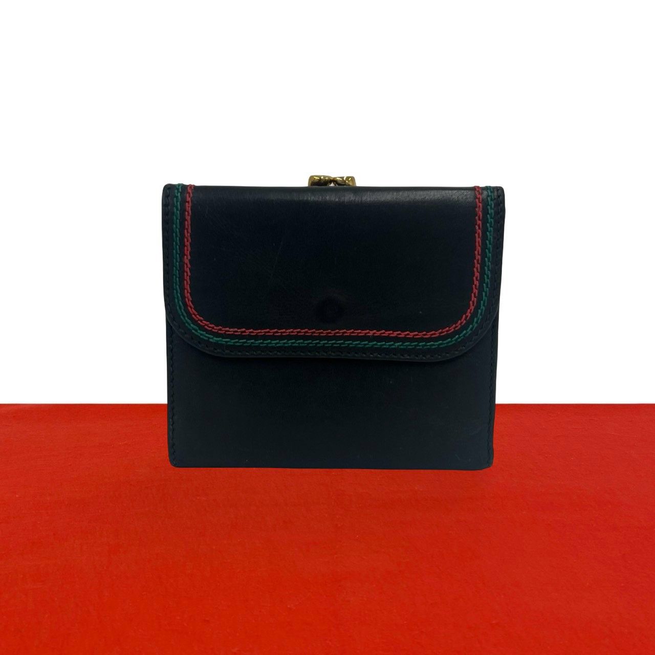 極 美品 GUCCI グッチ シェリーライン GG ロゴ 金具 レザー本革 がま口