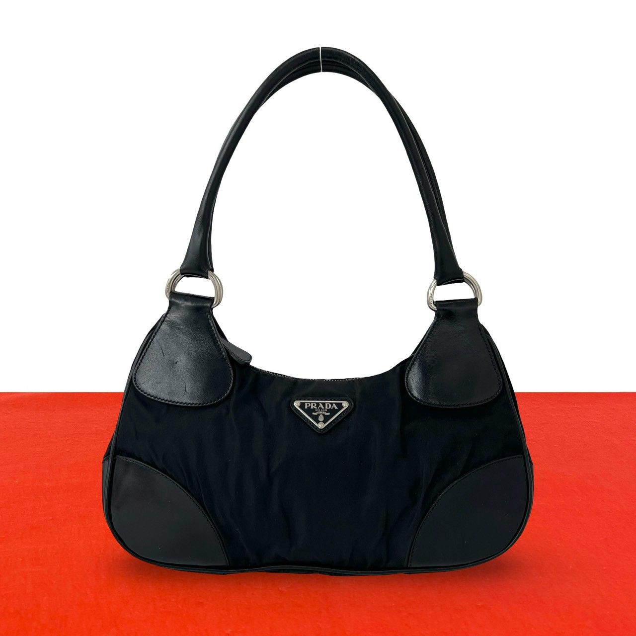 極 美品 PRADA プラダ 三角 ロゴ 金具 テスート ポコノ ナイロン