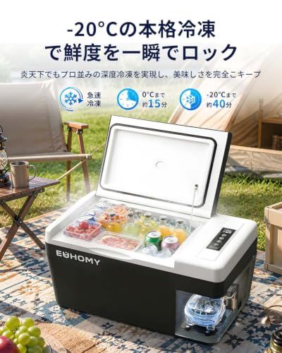 大人気】EUHOMY 車載冷蔵庫 ポータブル冷蔵庫 小型 18L 【-20℃?20