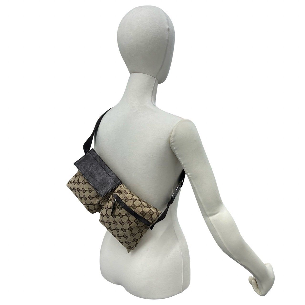 極 美品 希少品 GUCCI グッチ GG 柄 ロゴ キャンバス レザー 本革