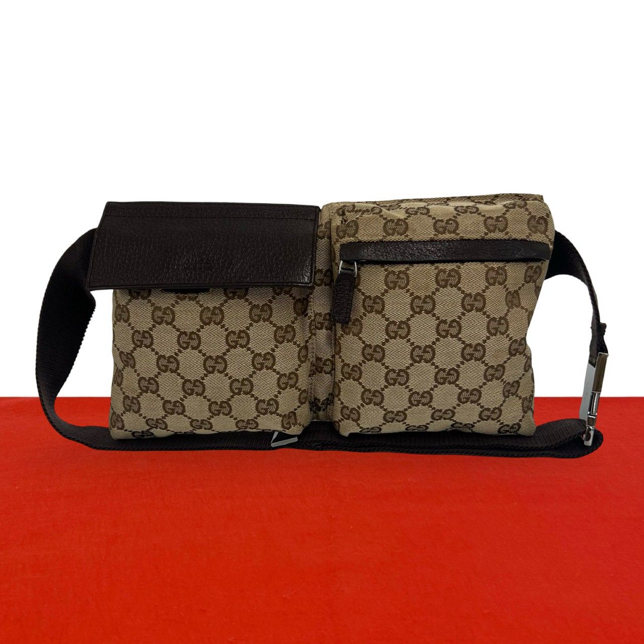 極 美品 希少品 GUCCI グッチ GG 柄 ロゴ キャンバス レザー 本革