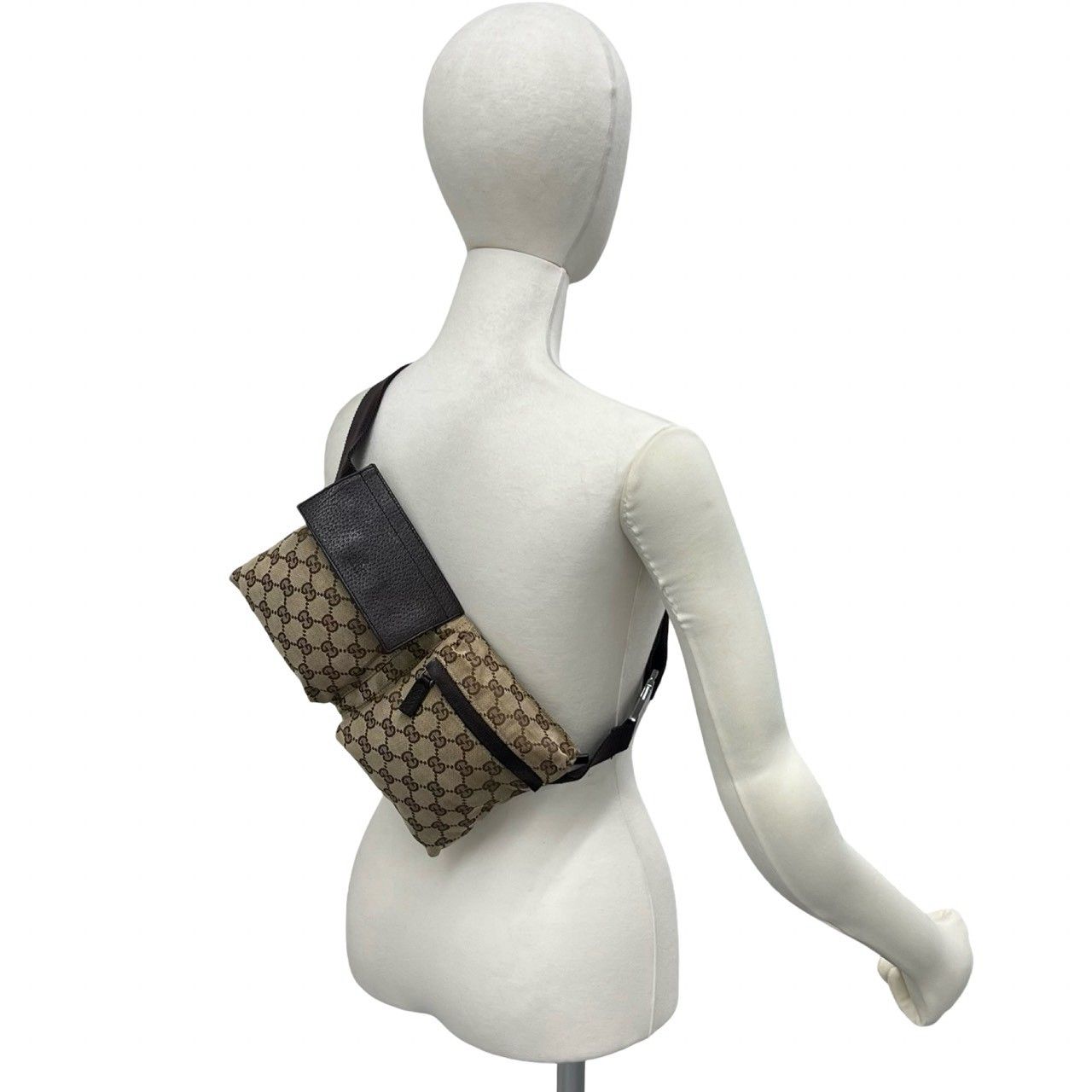 極 美品 希少品 GUCCI グッチ GG 柄 ロゴ キャンバス レザー 本革