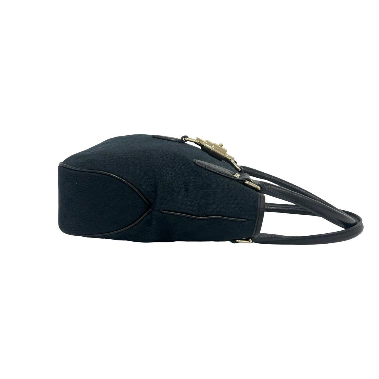 極 美品 GUCCI グッチ ジャッキー 金具 GG 柄 キャンバス レザー 本革