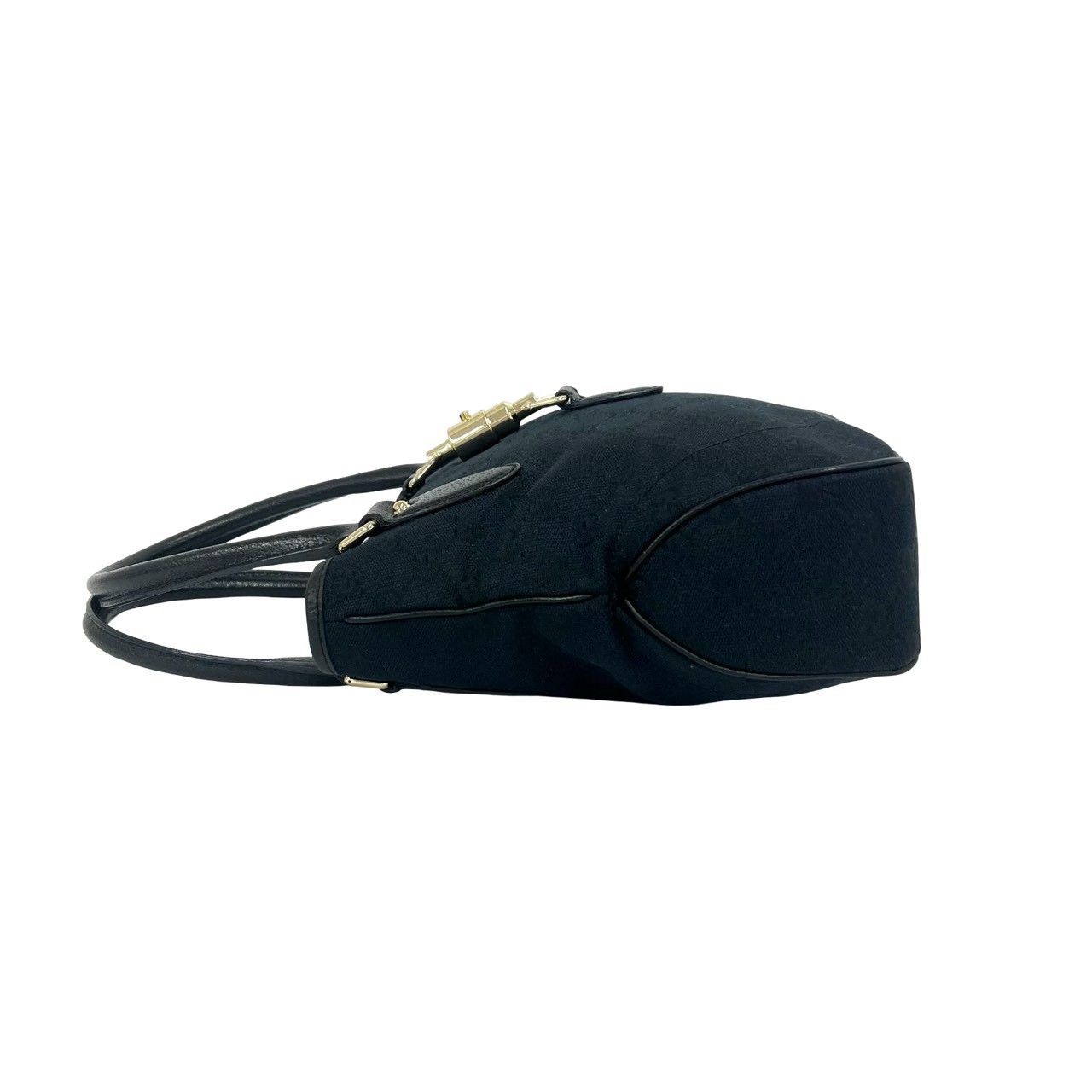 極 美品 GUCCI グッチ ジャッキー 金具 GG 柄 キャンバス レザー 本革