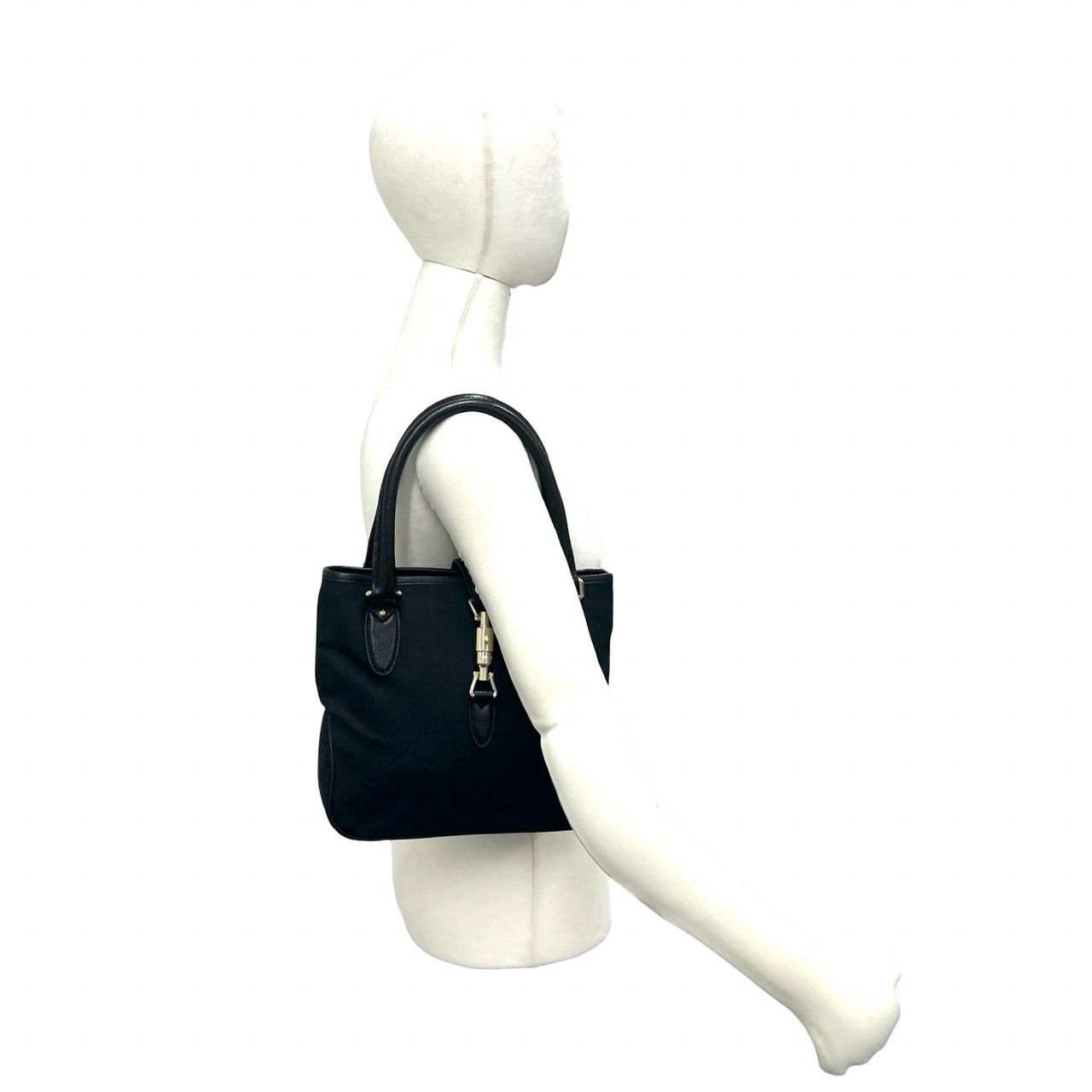 極 美品 GUCCI グッチ ジャッキー 金具 GG 柄 キャンバス レザー 本革