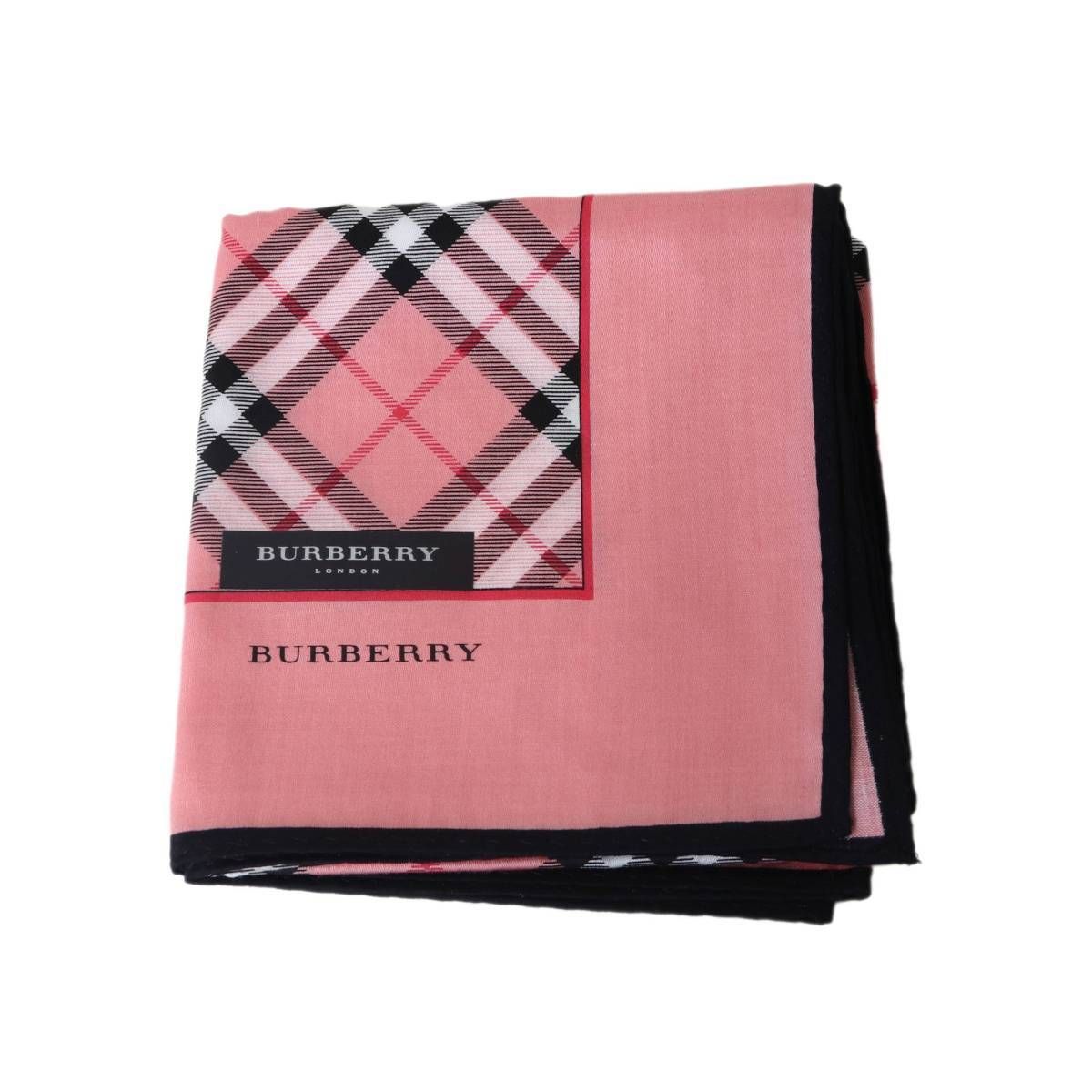 BURBERRY バーバリー ハンカチ チェック柄 ピンク 綿100％ 49×49(cm