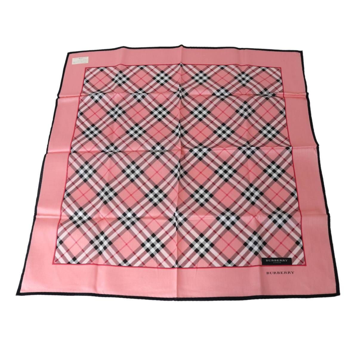 BURBERRY バーバリー ハンカチ チェック柄 ピンク 綿100％ 49×49(cm