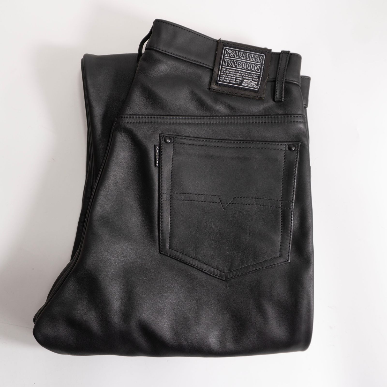 美品】KADOYA【レザーパンツ】33 ブラック カドヤ バイカー 26100269