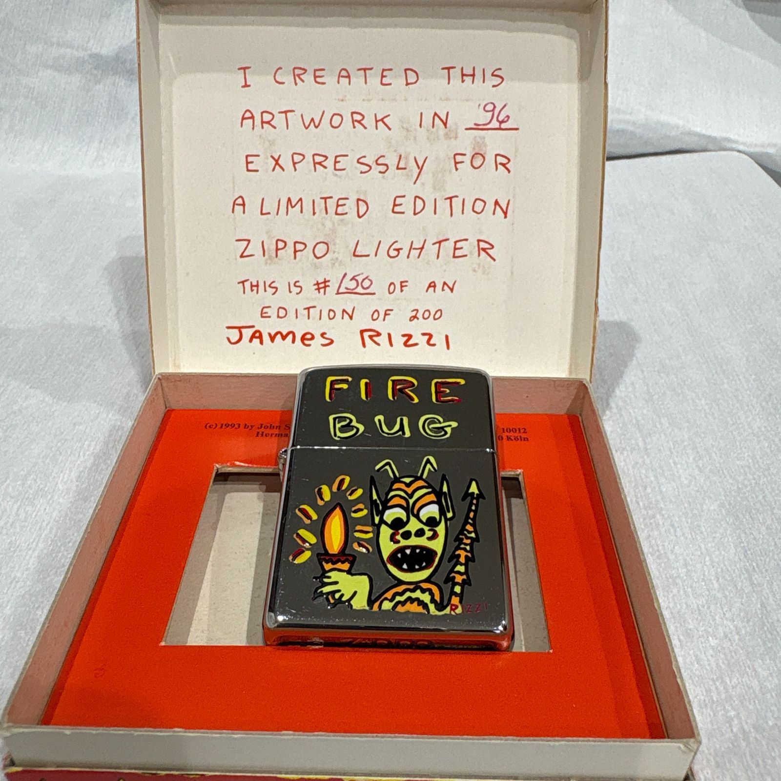【希少AP版】ジェームスリジィ 限定200個 ZIPPO BUSTED 1993 希少 世界限定200個 ZIPPO ジッポー ジェームスリジィ FIRE BUG 150