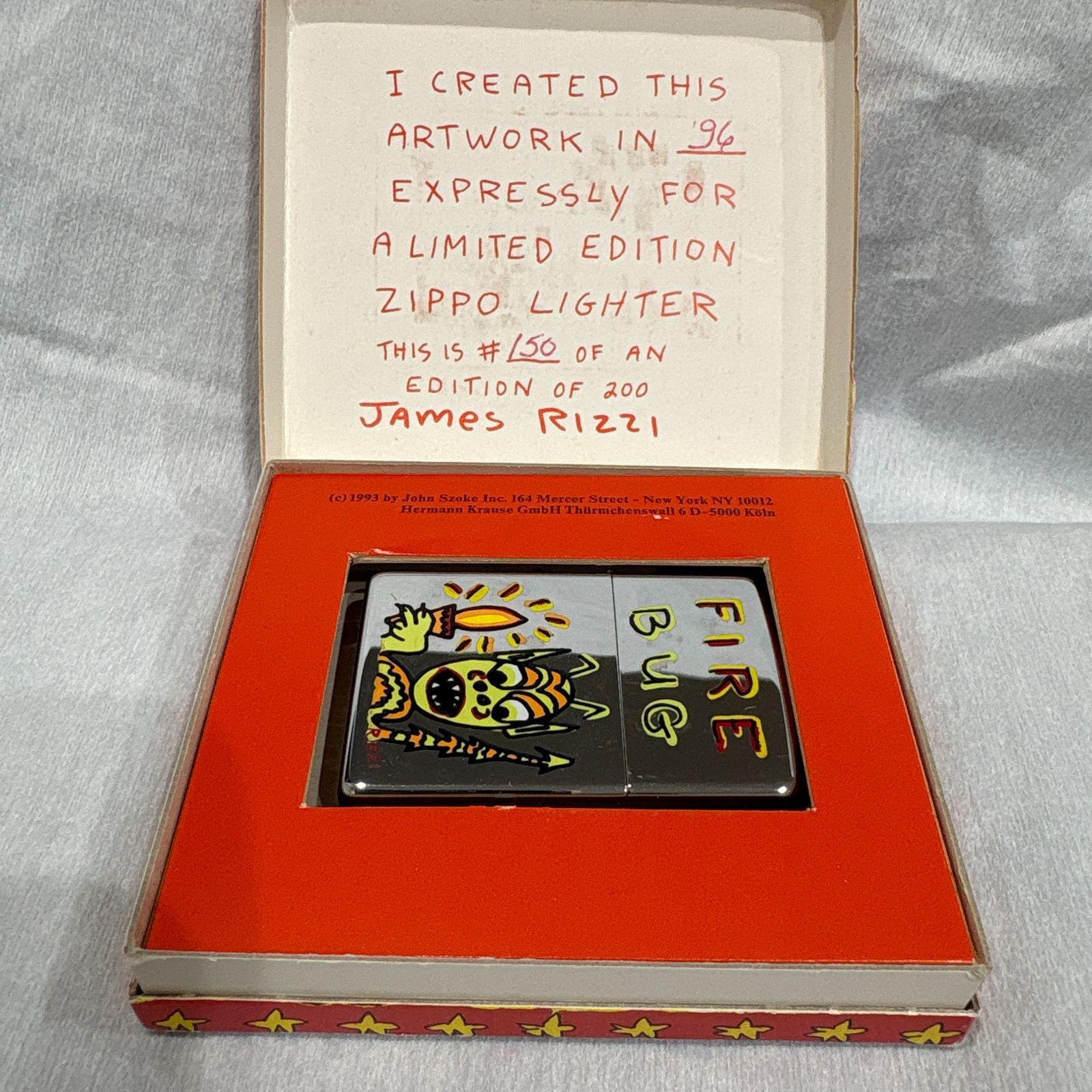 【希少AP版】ジェームスリジィ 限定200個 ZIPPO BUSTED 1993 希少 世界限定200個 ZIPPO ジッポー ジェームスリジィ FIRE BUG 150