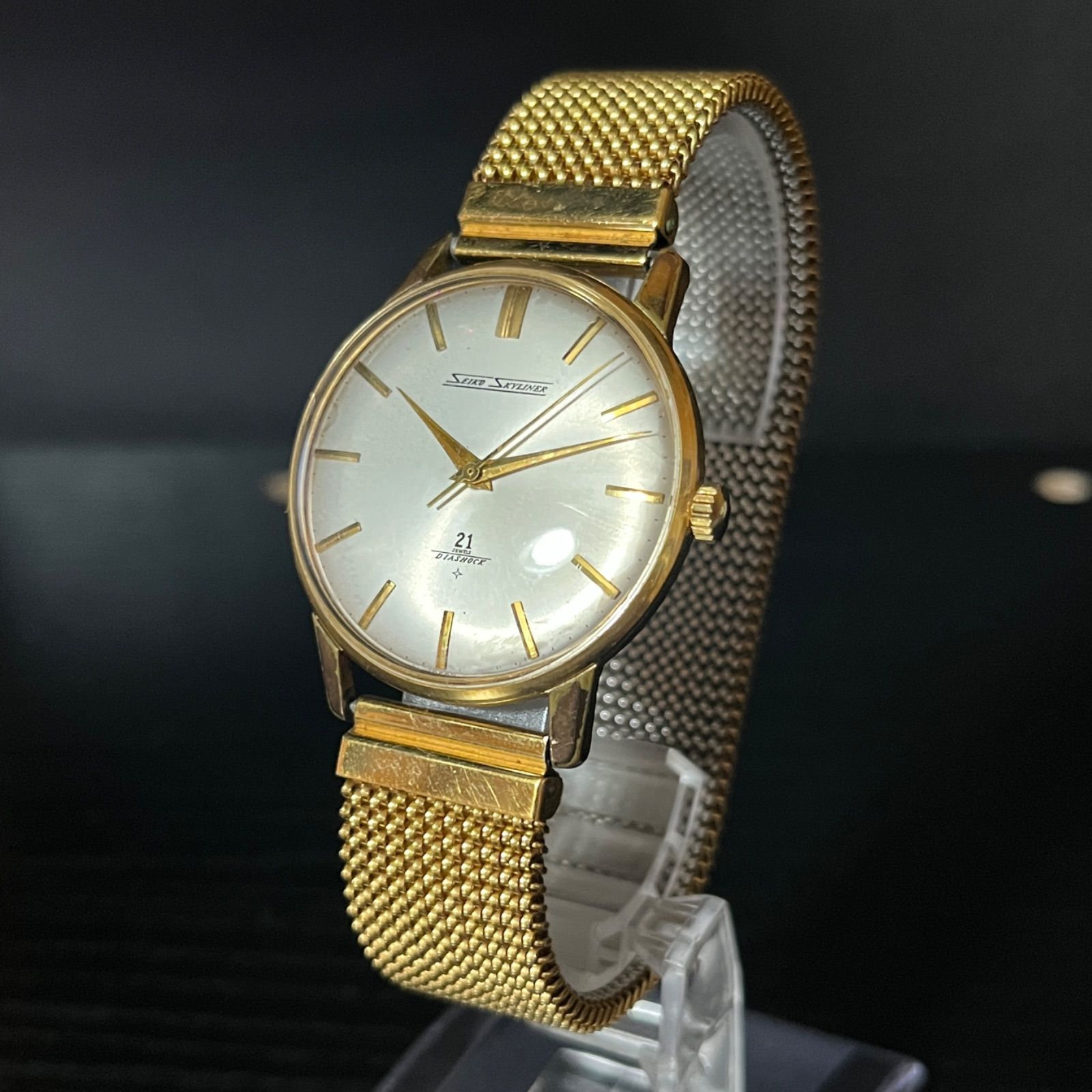 SEIKO SKYLINER　21石　1965年8月　社外ブレス 稼働品】 SEIKO セイコー SKYLINER スカイライナー 21石 DIASHOCK 手