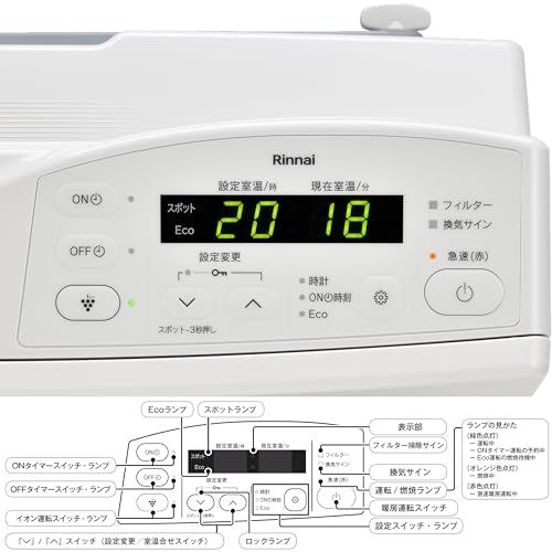 東京ガス(リンナイ)プラズマクラスタ付ファンヒーターRN-C250XFH-WH リンナイ ガスファンヒーター 木造7畳/コンクリート造9畳まで 空気を