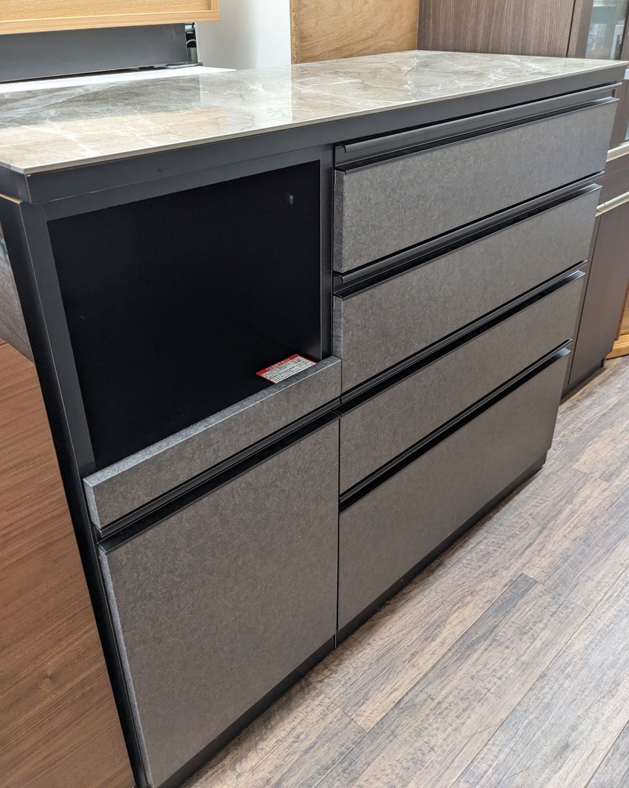 ニトリ ◇ キッチンカウンター リガーレ ブラック W120 セラミック天板