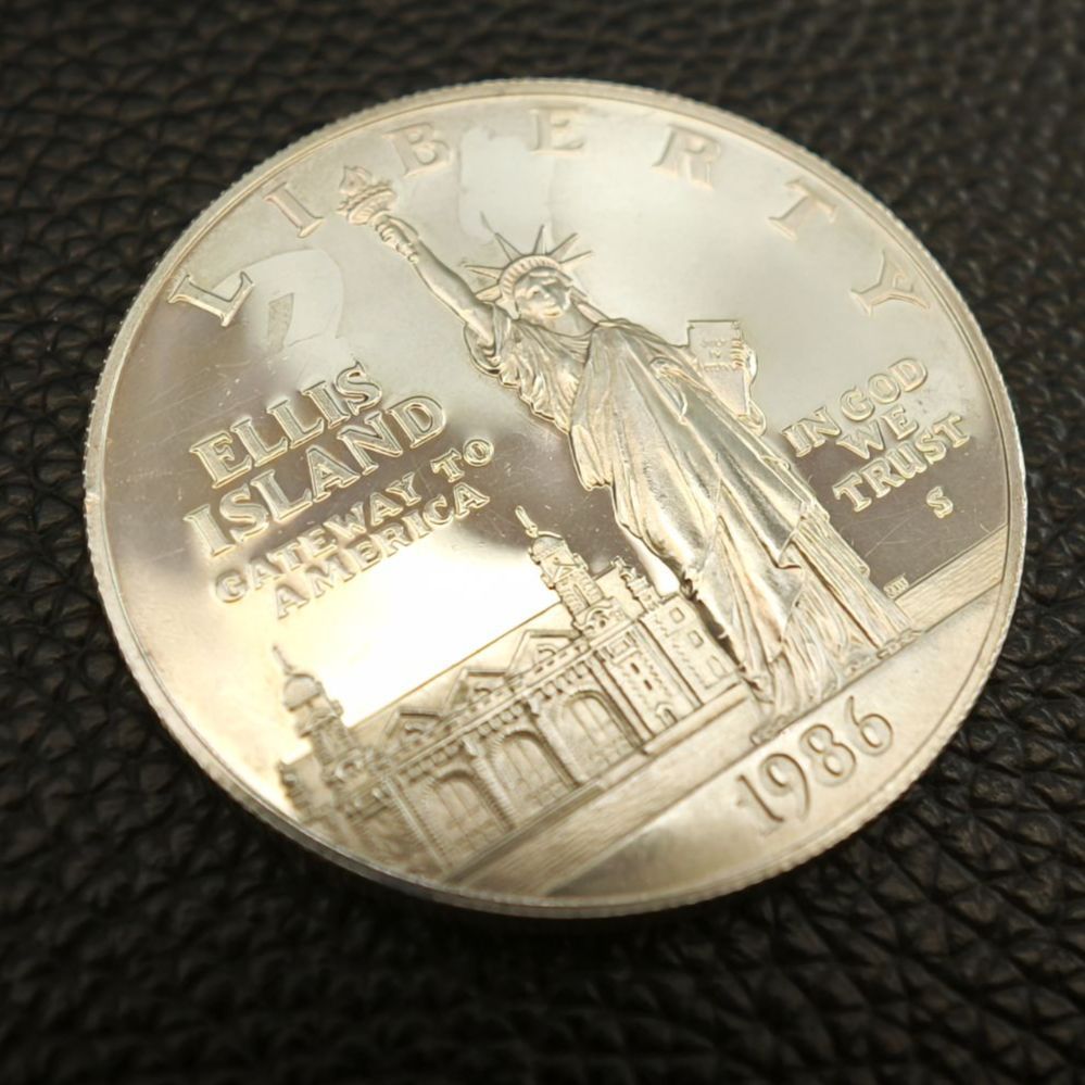 認定書 美品】 アメリカ自由の女神100周年 記念 1ドル銀貨 1986年
