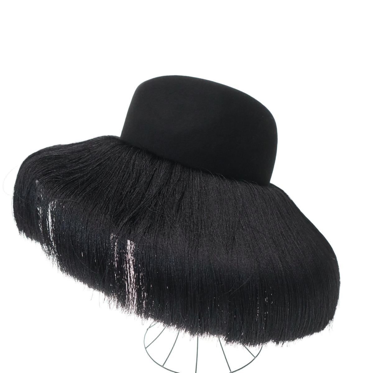 コム・デ・ギャルソン HIZUME ウールハット ブラック COMME des GARCONS×HIZUME コムデギャルソン ヒヅメ 25AW フリンジ